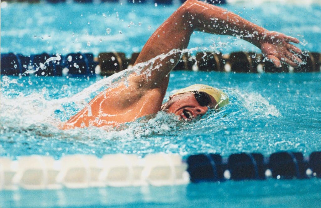 Australian S12 swimmer Jeff Hardy swims freestyle at the 1996 Atlanta Paralympic Games